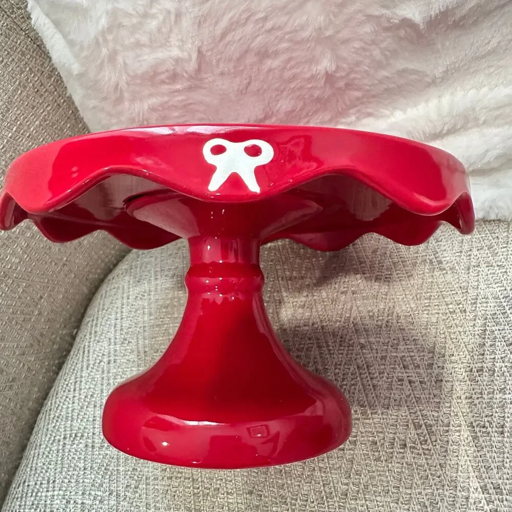 Target Bullseye's Christmas 2025 Ceramic Red Holiday Cake Stand 4